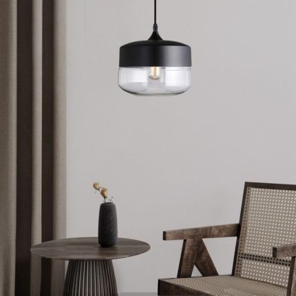 Odeon Lights Modern Black and Clear Glass Pendant Light ( ODL-TL789 )