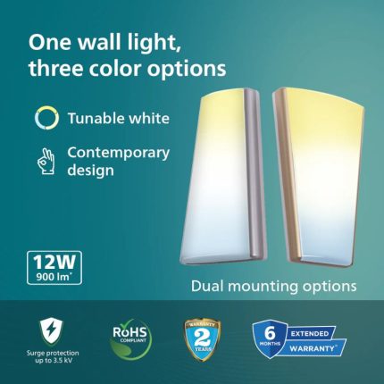 Philips 800165 Philips NEOS Wall Light Silver 3in1 12W ( ODL - 87591  )